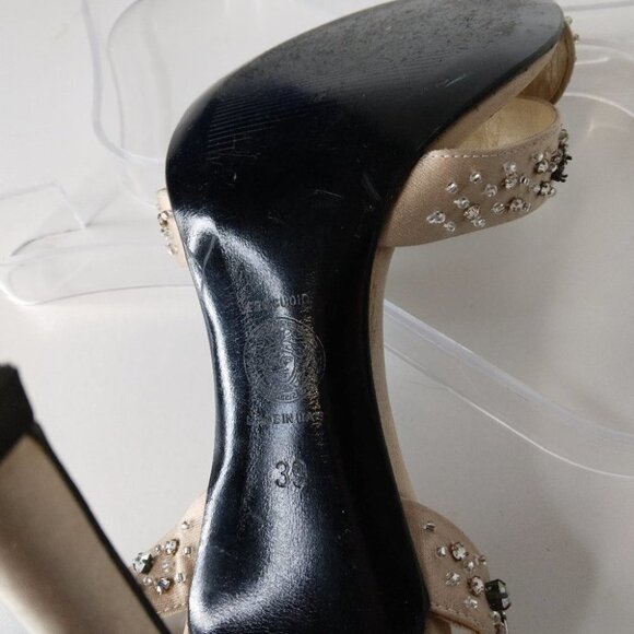 Versace Heel Sandals Ankle Strap Crystals Size 39 - Picture 10 of 10